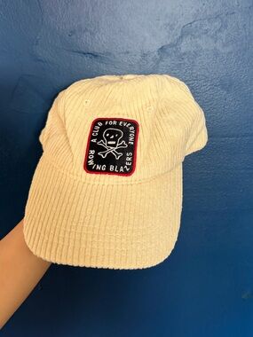 Rowing Blazers Cream Corduroy Cap with Black & Red Patch